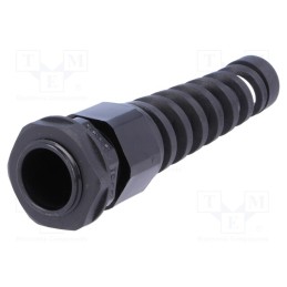 10 pcs : EGRWW16SR - Cable gland, with strain relief, PG16, IP68, polyamide, black