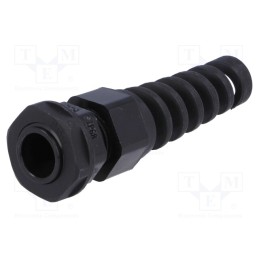 10 pcs : EGRWW9SR - Cable gland, with strain relief, PG9, IP68, polyamide, black