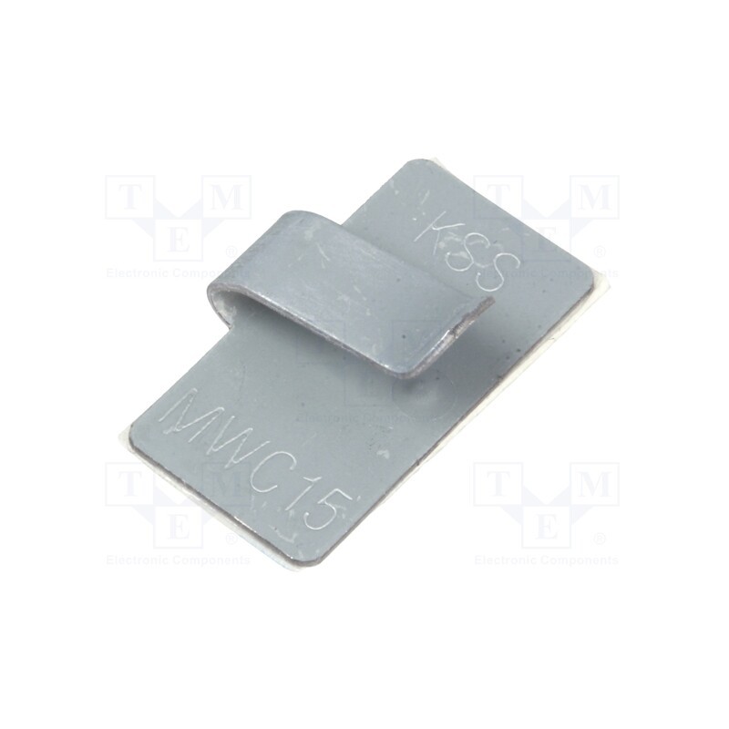 50 pcs : MWC-15 - Self-adhesive cable holder, metal, grey, Cable P-clips