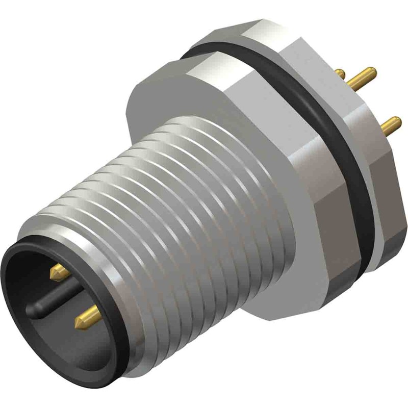 1 pcs - RS PRO Circular Connector, 4 Contacts, Rear Mount, M12 Connector, Plug, Male, IP67