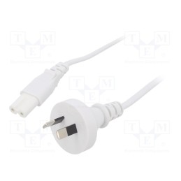 10 pcs : - Cable, 2x0.75mm2, AS/NZS 3112 (I) plug,IEC C7 female, PVC, 1m