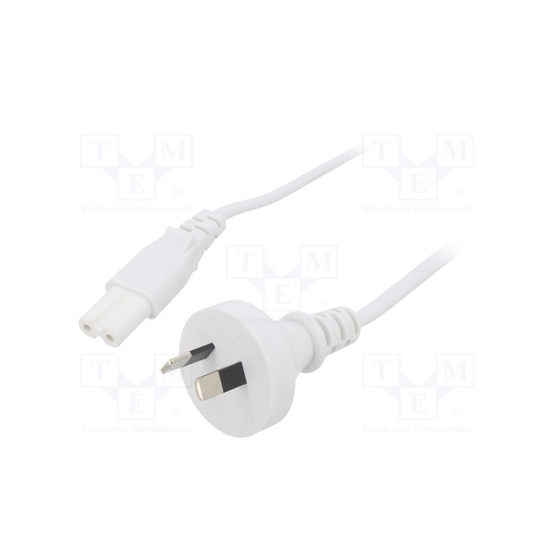 10 pcs : - Cable, 2x0.75mm2, AS/NZS 3112 (I) plug,IEC C7 female, PVC, 1m