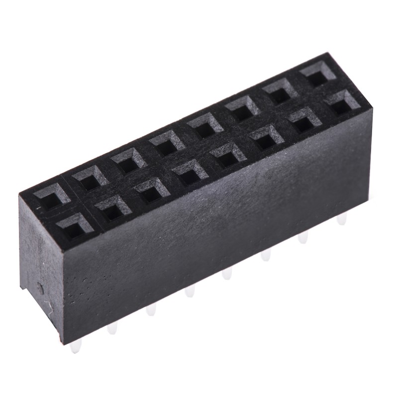 100 pcs - HARWIN Straight Through Hole Mount PCB Socket, 16-Contact, 2-Row, 2.54mm Pitch, Solder Termination