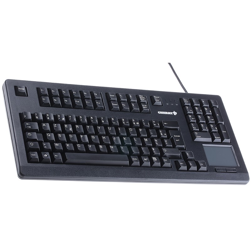 1 pcs - CHERRY Wired USB Compact, Ergonomic Touchpad Keyboard, AZERTY, Black