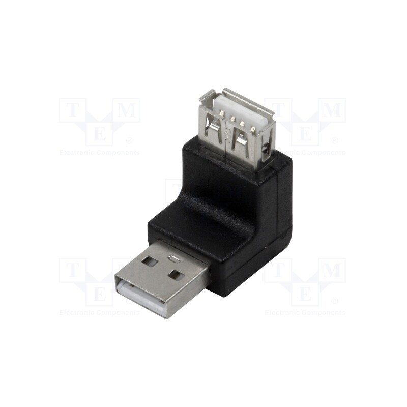 10 pcs : AU0027 - Adapter, USB 2.0, USB A socket (angle),USB A plug, black