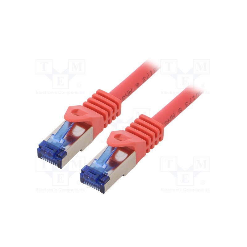 10 pcs : C6A014S - Patch cord, S/FTP, 6a, stranded, Cu, LSZH, red, 0.25m, 26AWG