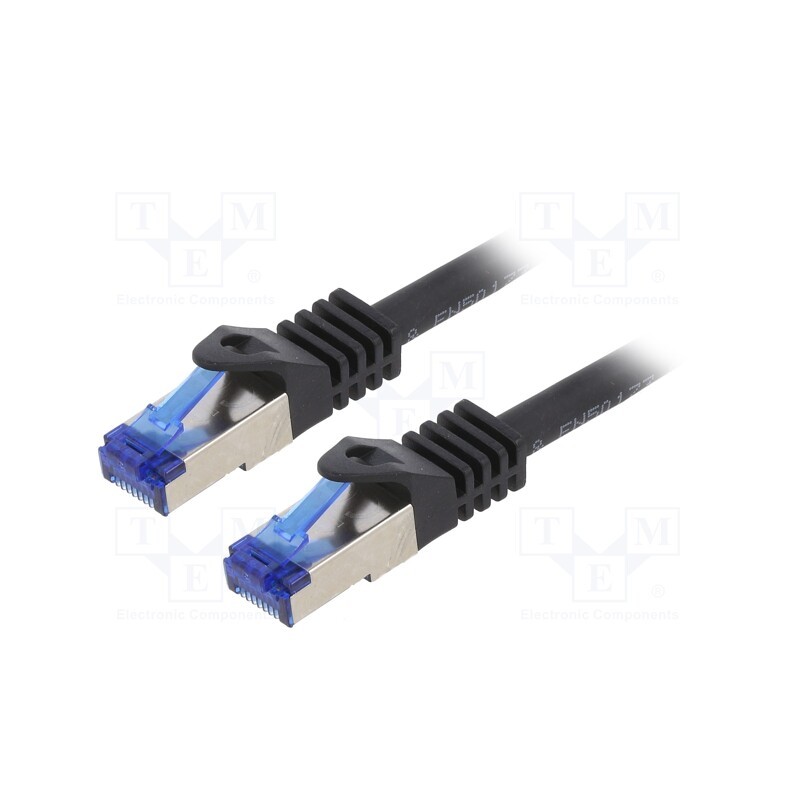 10 pcs : C6A023S - Patch cord, S/FTP, 6a, stranded, Cu, LSZH, black, 0.5m, 26AWG