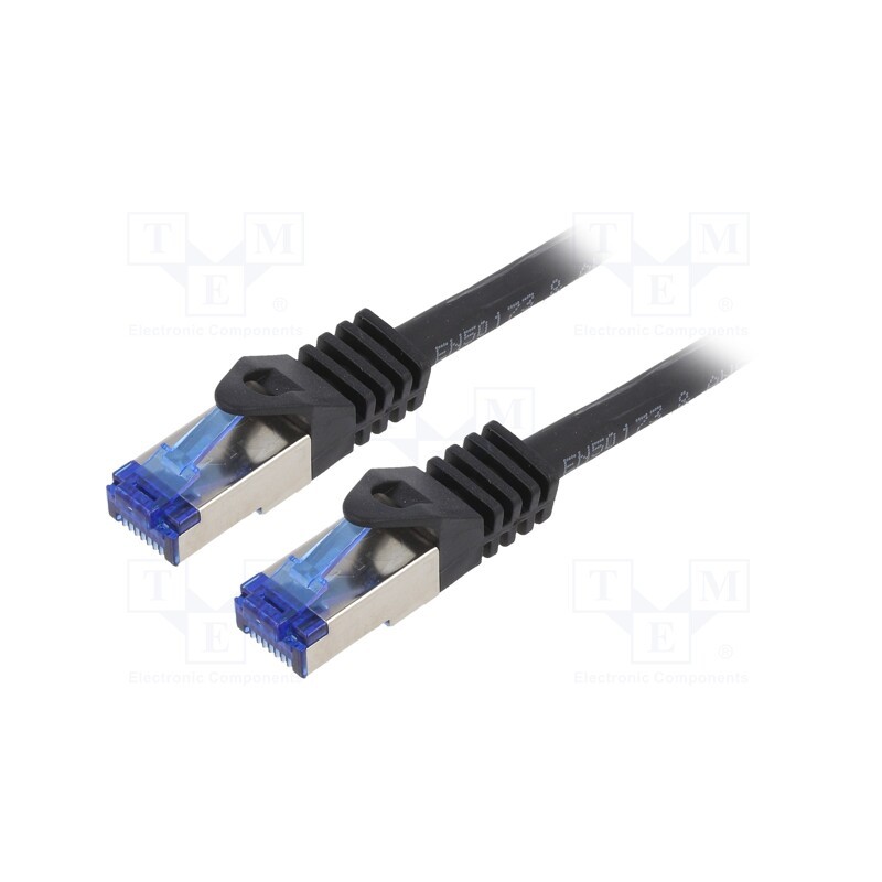 10 pcs : C6A033S - Patch cord, S/FTP, 6a, stranded, Cu, LSZH, black, 1m, 26AWG, -20÷75°C