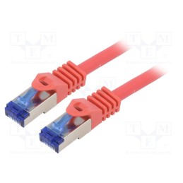 10 pcs : C6A034S - Patch cord, S/FTP, 6a, stranded, Cu, LSZH, red, 1m, 26AWG, -20÷75°C