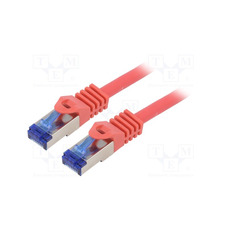 10 pcs : C6A034S - Patch cord, S/FTP, 6a, stranded, Cu, LSZH, red, 1m, 26AWG, -20÷75°C