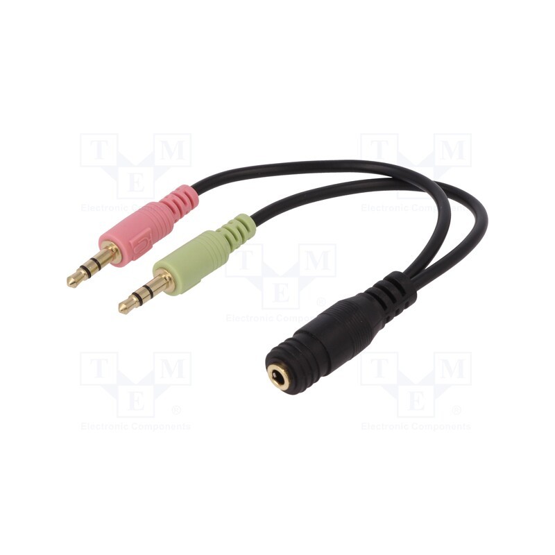 10 pcs : CA0020 - Cable, Jack 3.5mm 3pin plug x2,Jack 3.5mm 4pin socket, 150mm