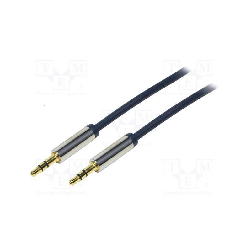 10 pcs : CA10150 - Cable, Jack 3.5mm 3pin plug,both sides, 1.5m, dark blue, PVC
