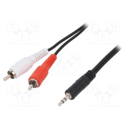 10 pcs : CA1043 - Cable, Jack 3.5mm plug,RCA plug x2, 5m, black