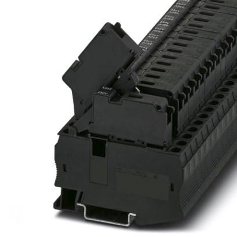 1 pcs - Phoenix Contact ST 4-HESILA 250 (6.3X32) Series Black Non-Fused DIN Rail Terminal, Single-Level, Spring Clamp