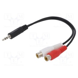 10 pcs : CA1047 - Cable, Jack 3.5mm plug,RCA socket x2, 200mm, black