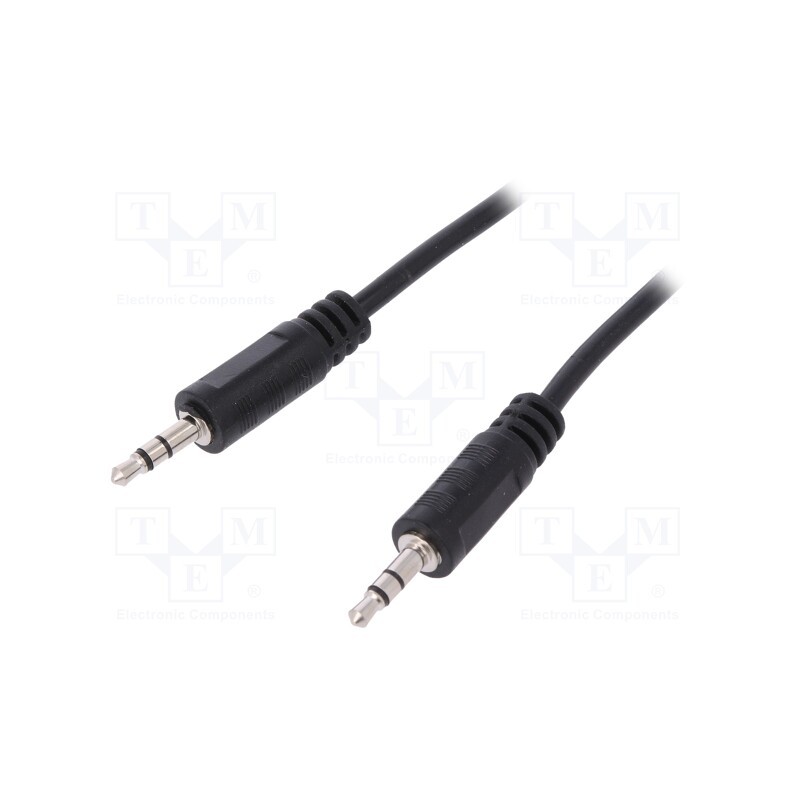 10 pcs : CA1049 - Cable, Jack 3.5mm plug,both sides, 1m, black