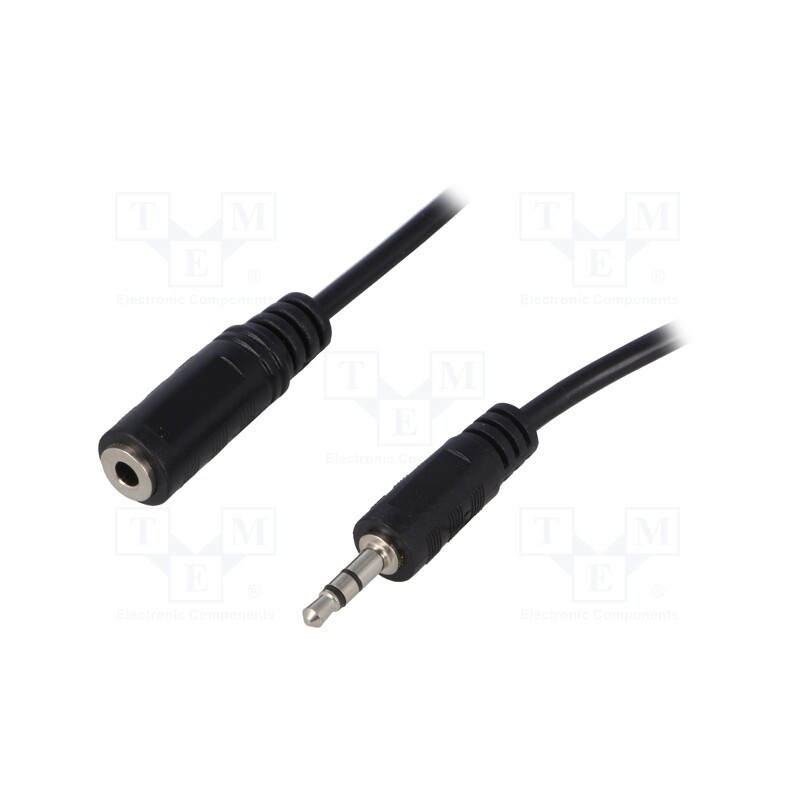10 pcs : CA1054 - Cable, Jack 3.5mm socket,Jack 3.5mm plug, 3m, black