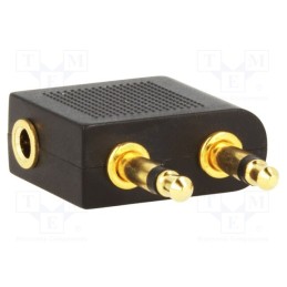 10 pcs : CA1089 - Cable, Jack 3.5mm 2pin plug x2,Jack 3.5mm 3pin socket, black