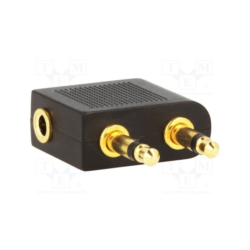 10 pcs : CA1089 - Cable, Jack 3.5mm 2pin plug x2,Jack 3.5mm 3pin socket, black