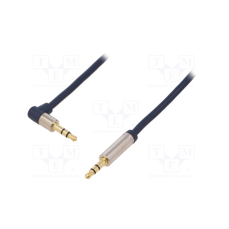 10 pcs : CA11075 - Cable, Jack 3.5mm 3pin plug,Jack 3.5mm 3pin angled plug, 0.75m
