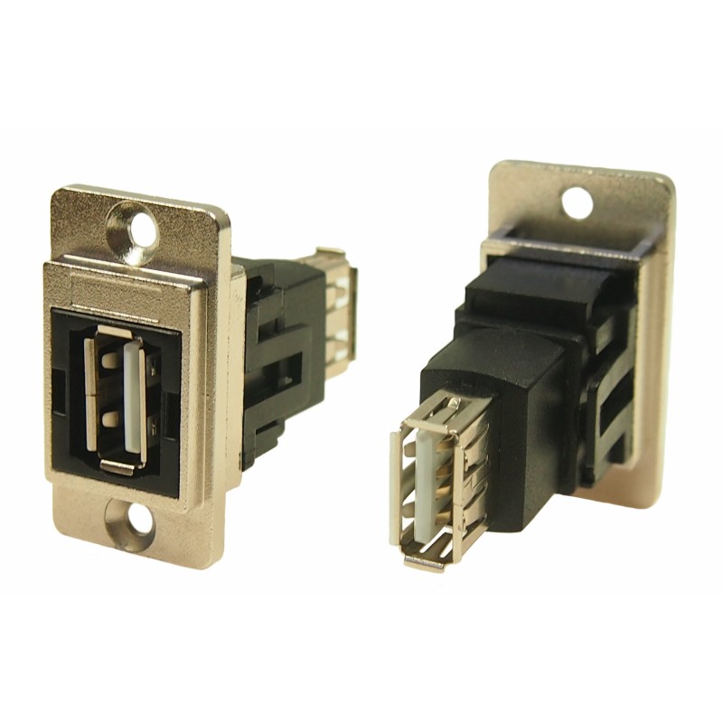 1 pcs - RS PRO Straight, Panel Mount, Socket to Socket Type A to A 2.0 USB Connector