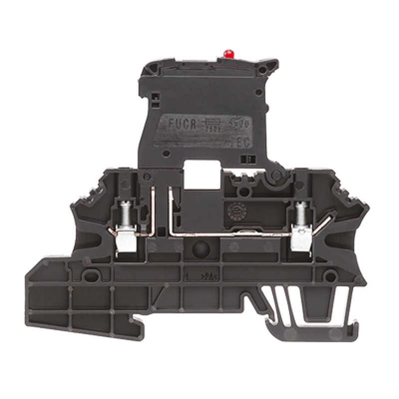 1 pcs - Weidmüller W Series Black Fused DIN Rail Terminal, 2.5mm², Single-Level, Screw Termination, Fused