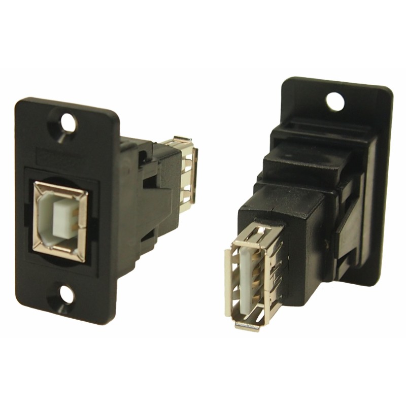 1 pcs - RS PRO Straight, Panel Mount, Socket to Socket Type B to A 2.0 USB Connector