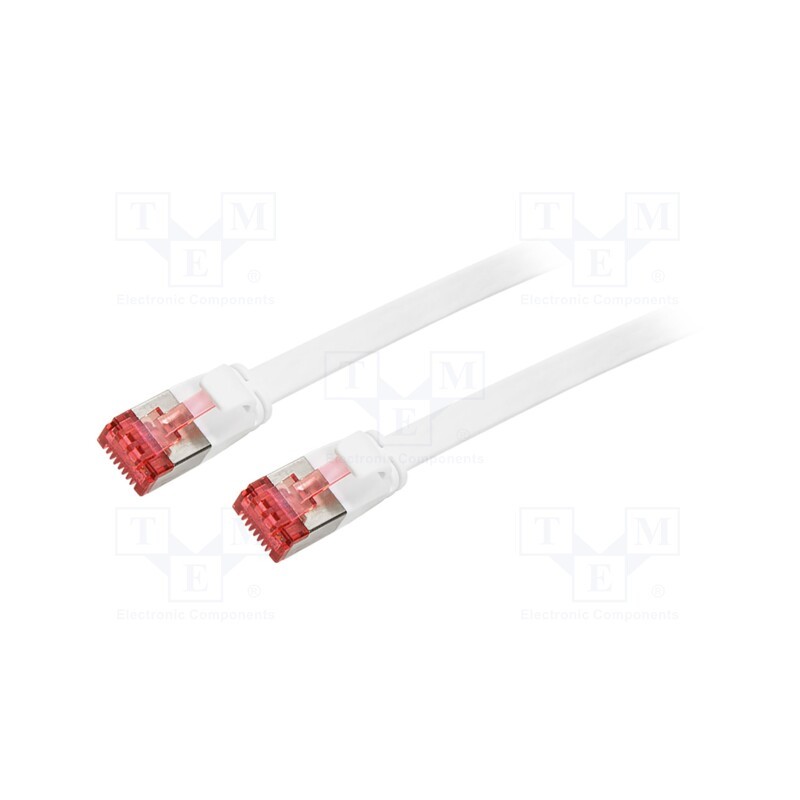 10 pcs : CF2011S - Patch cord, U/FTP, 6, stranded, CCS, PVC, white, 0.25m, 32AWG