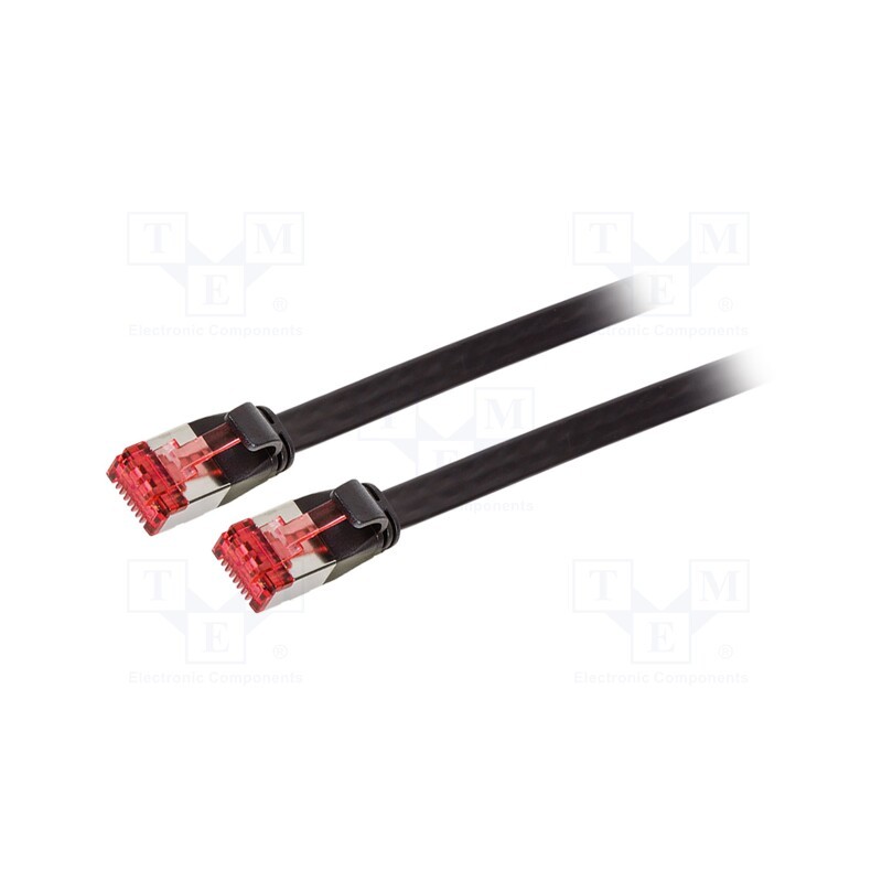 10 pcs : CF2013S - Patch cord, U/FTP, 6, stranded, CCS, PVC, black, 0.25m, 32AWG