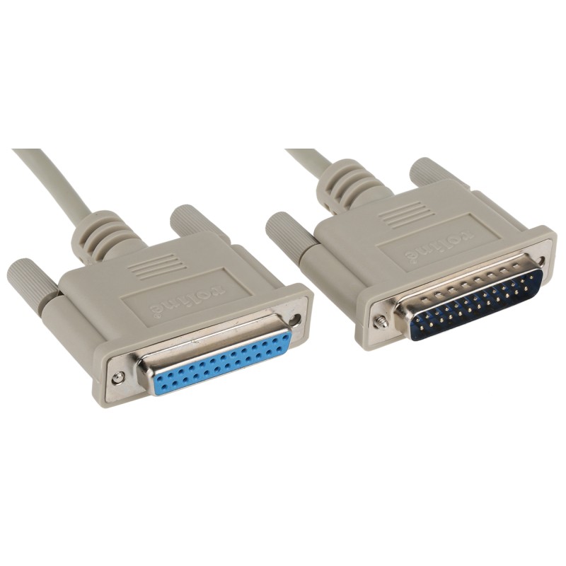 1 pcs - Roline Male 25 Pin D-sub to Female 25 Pin D-sub Serial Cable, 3m
