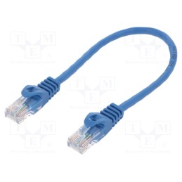 10 pcs : CP1016U - Patch cord, U/UTP, 5e, stranded, CCA, PVC, blue, 0.25m, 26AWG