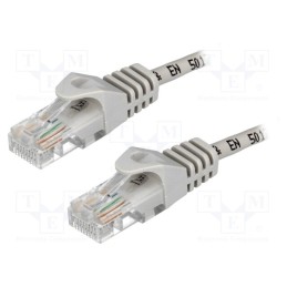 10 pcs : CP1022U - Patch cord, U/UTP, 5e, CCA, grey, 0.5m, RJ45 plug,both sides