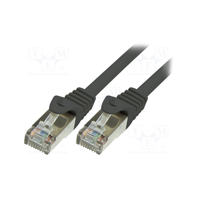10 pcs : CP1033S - Patch cord, F/UTP, 5e, stranded, CCA, PVC, black, 1m, 26AWG, shielded
