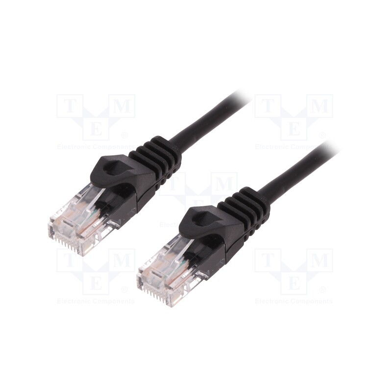 10 pcs : CP1043U - Patch cord, U/UTP, 5e, stranded, CCA, PVC, black, 1.5m, 26AWG