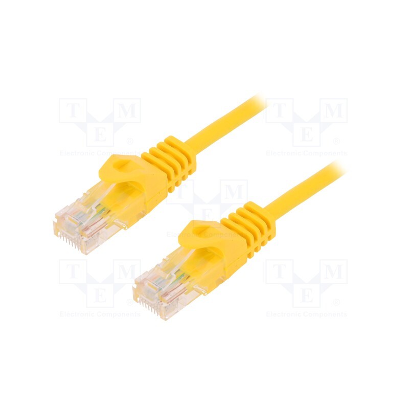 10 pcs : CP1047U - Patch cord, U/UTP, 5e, stranded, CCA, PVC, yellow, 1.5m, 26AWG