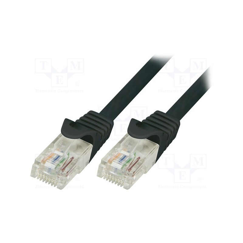 10 pcs : CP1053U - Patch cord, U/UTP, 5e, stranded, CCA, PVC, black, 2m, 26AWG