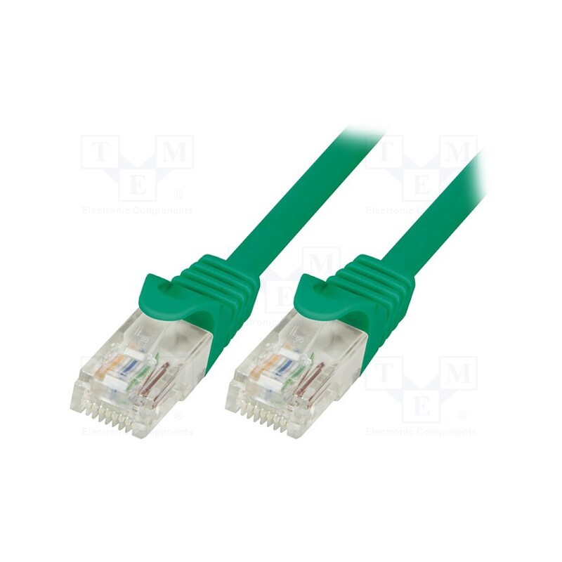 10 pcs : CP1055U - Patch cord, U/UTP, 5e, stranded, CCA, PVC, green, 2m, 26AWG