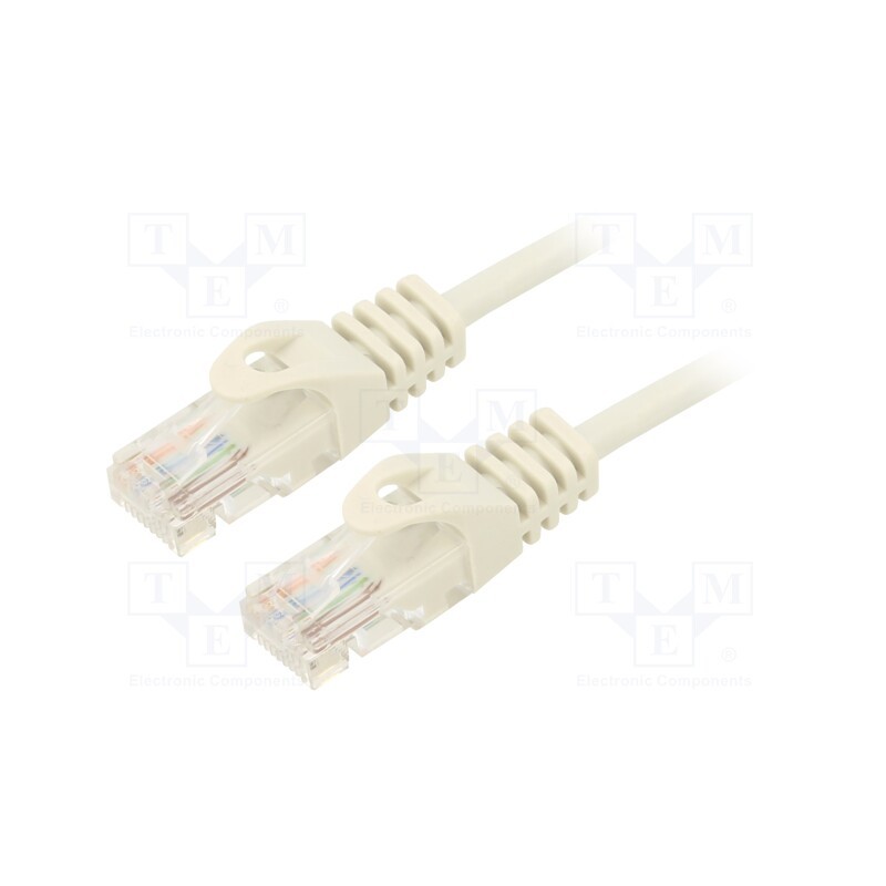 10 pcs : CP1082U - Patch cord, U/UTP, 5e, CCA, grey, 7.5m, RJ45 plug,both sides