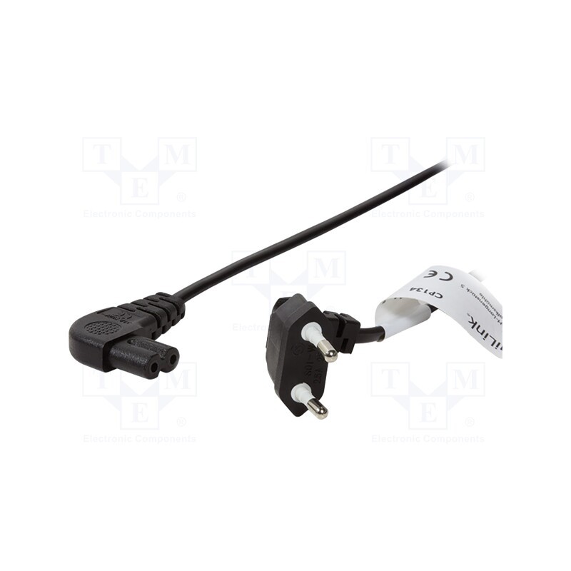 10 pcs : CP134 - Cable, CEE 7/16 (C) plug angled,IEC C7 female angled, 0.75m