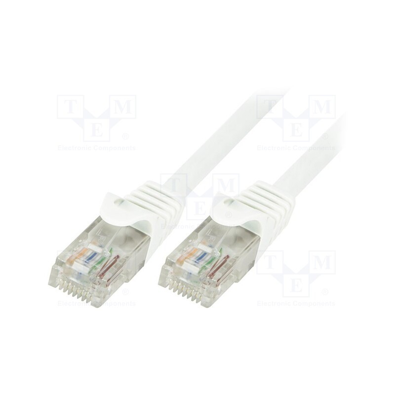 10 pcs : CP2011U - Patch cord, U/UTP, 6, stranded, CCA, PVC, white, 0.25m, 24AWG