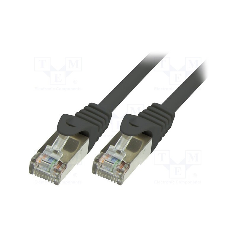 10 pcs : CP2033S - Patch cord, F/UTP, 6, stranded, CCA, PVC, black, 1m, 26AWG, shielded