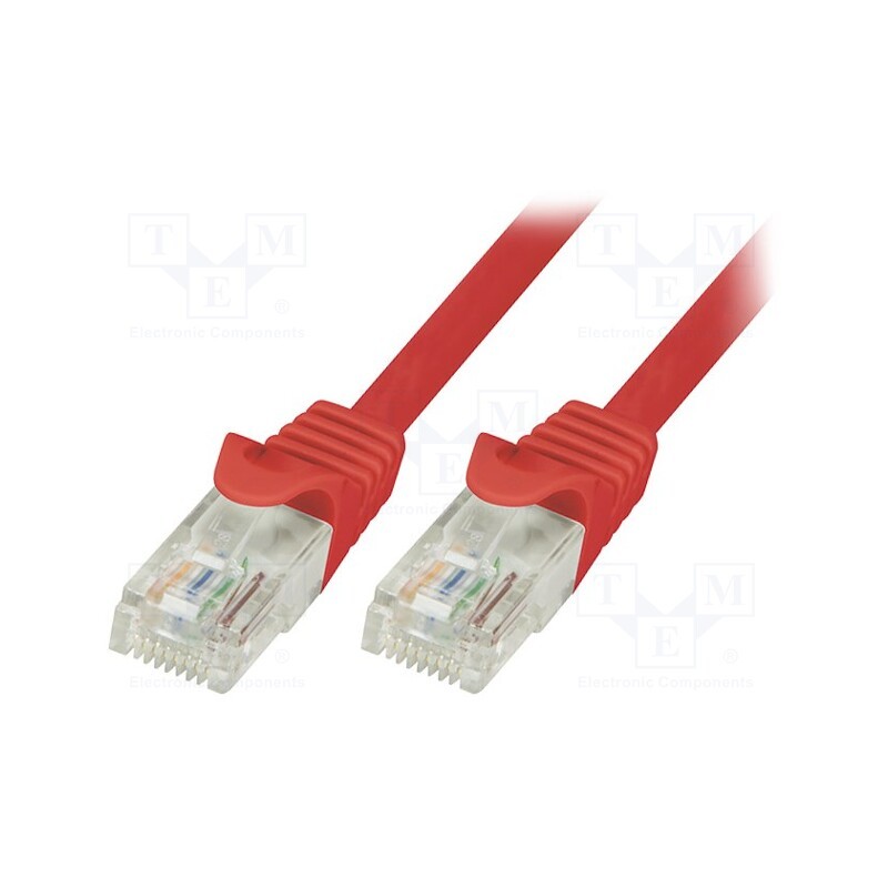 10 pcs : CP2064U - Patch cord, U/UTP, 6, stranded, CCA, PVC, red, 3m, 24AWG