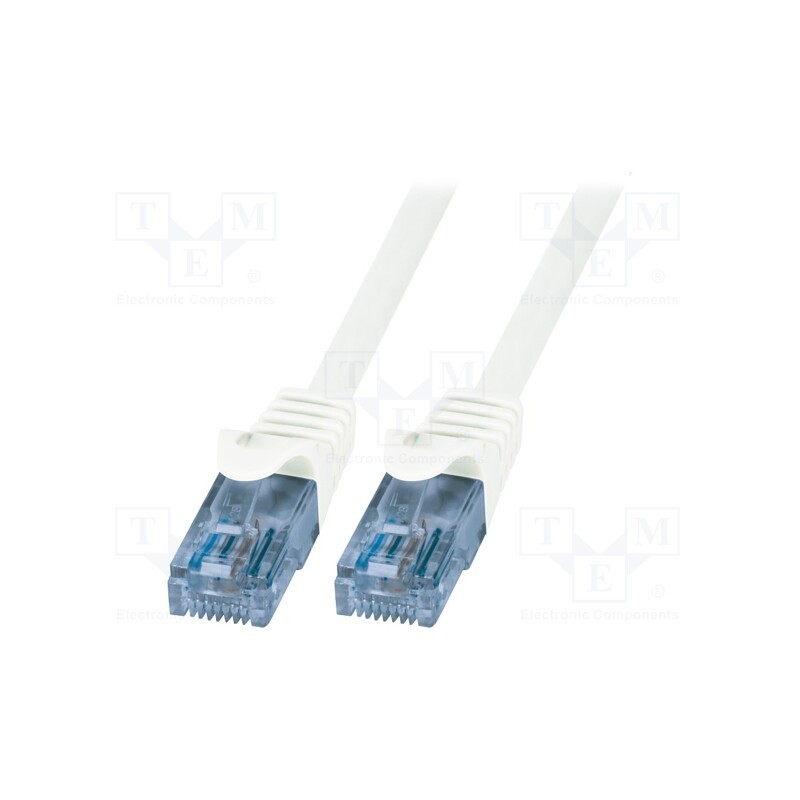 10 pcs : CP3031U - Patch cord, U/UTP, 6a, stranded, CCA, PVC, white, 1m, 26AWG
