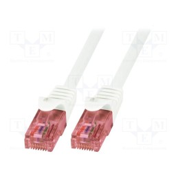 10 pcs : CQ2011U - Patch cord, U/UTP, 6, stranded, Cu, LSZH, white, 250mm, RJ45 plug