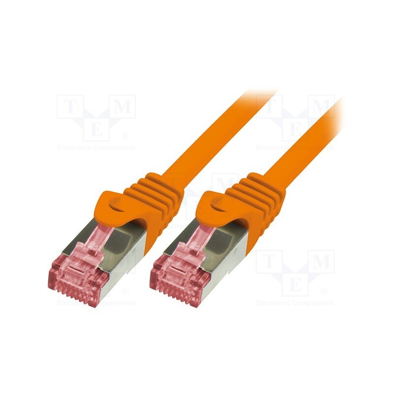 10 pcs : CQ2038S - Patch cord, S/FTP, 6, stranded, Cu, LSZH, orange, 1m, 27AWG