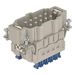 1 pcs - HARTING Heavy Duty Power Connector Insert, 16A, Male, Han ES Press Series, 10 Contacts