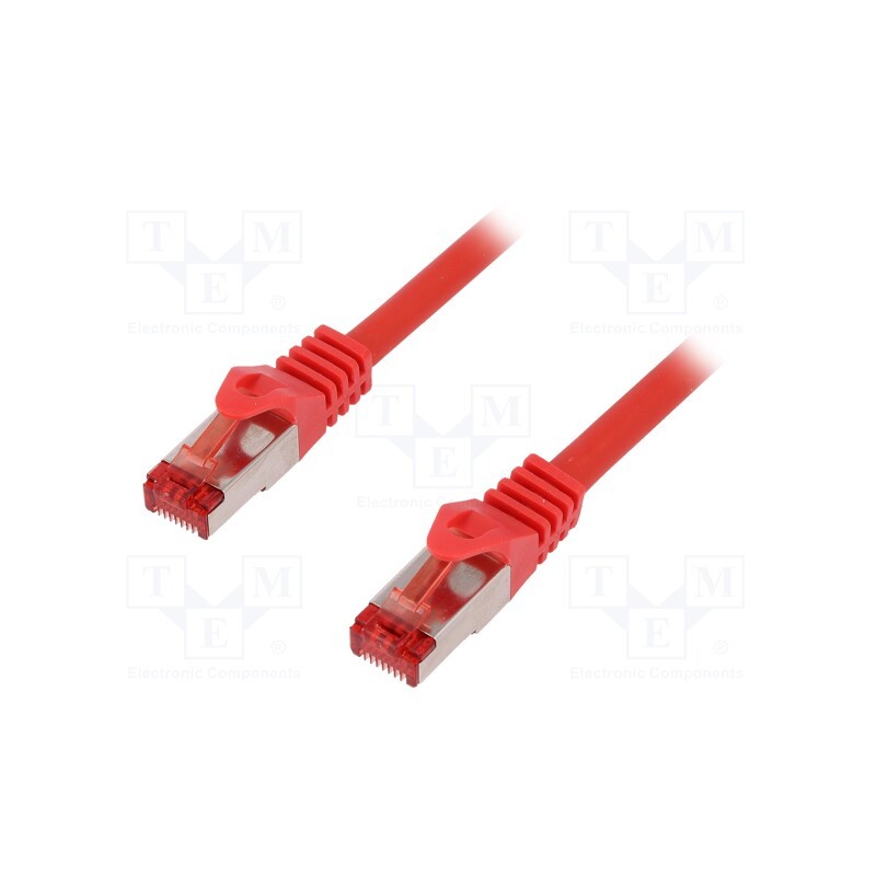 10 pcs : CQ2044S - Patch cord, S/FTP, 6, stranded, Cu, LSZH, red, 1.5m, 27AWG