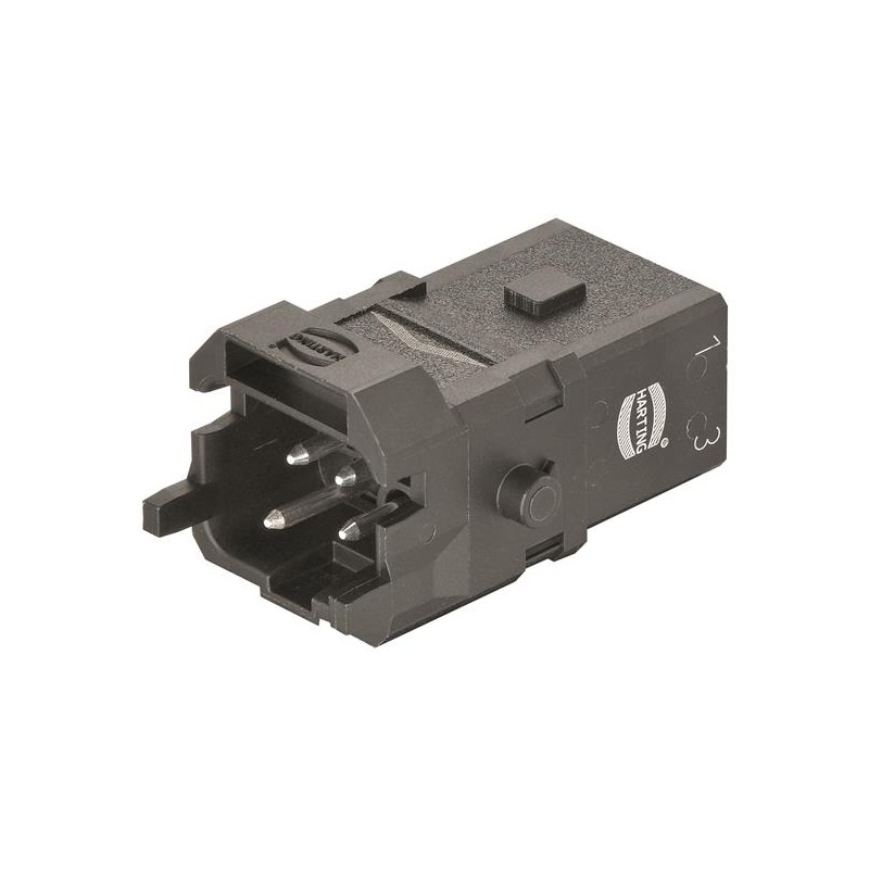 1 pcs - HARTING Heavy Duty Power Connector Insert, 10A, Female, Han 1A Series, 3 Contacts