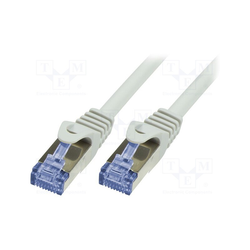 10 pcs : CQ3012S - Patch cord, S/FTP, 6a, stranded, Cu, LSZH, grey, 0.25m, 26AWG