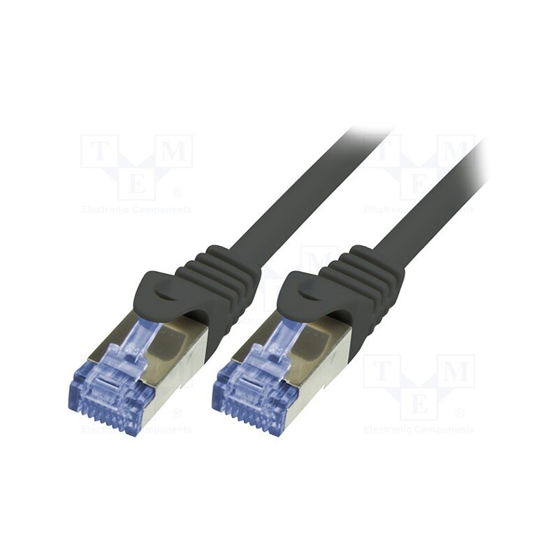 10 pcs : CQ3023S - Patch cord, S/FTP, 6a, stranded, Cu, LSZH, black, 0.5m, 26AWG